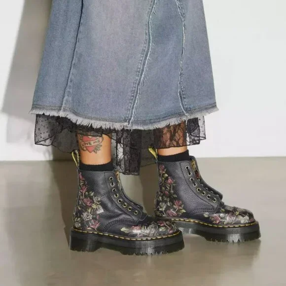 DR. MARTENS SINCLAIR DECAYED ROSES LEATHER PLATFORM BOOTS MSRP$280 Most Beloved - Picture 5 of 16